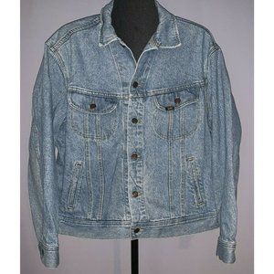 Vintage 90's LEE Mens Denim Blue Jean Jacket Size Large 100% Cotton USA Button